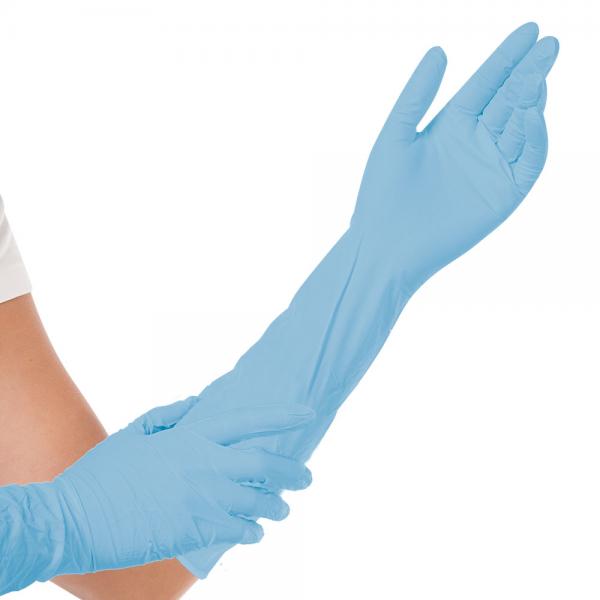 Handschoen nitrle extra lang<br><span class='title2'>nitrile 50 cm lang</span>